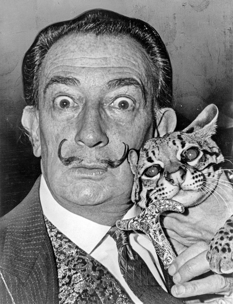 Salvador Dali wearing his iconic mustache