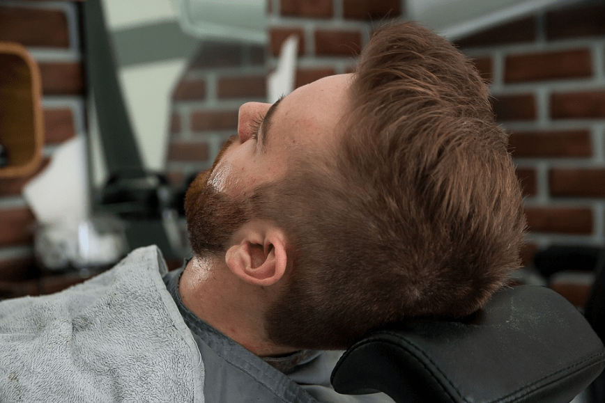 dying a beard at a barbershop