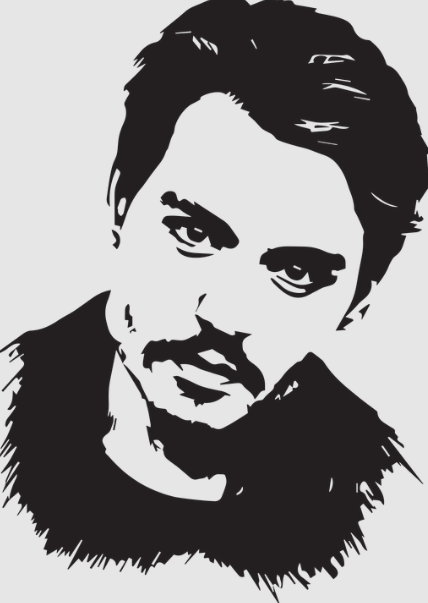 Johnny Depp with a scruffy mustache