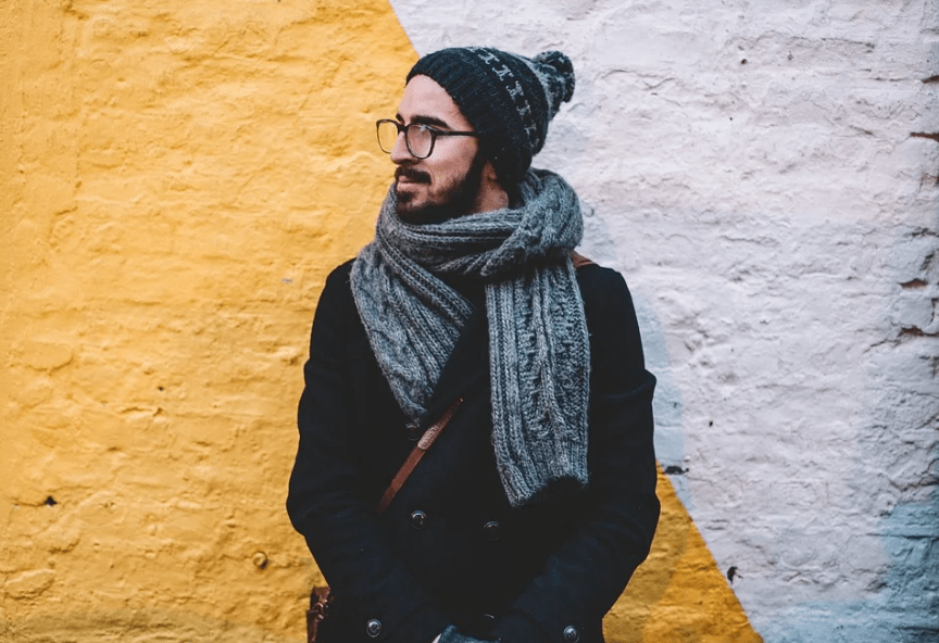 bearded man wearing a scarf